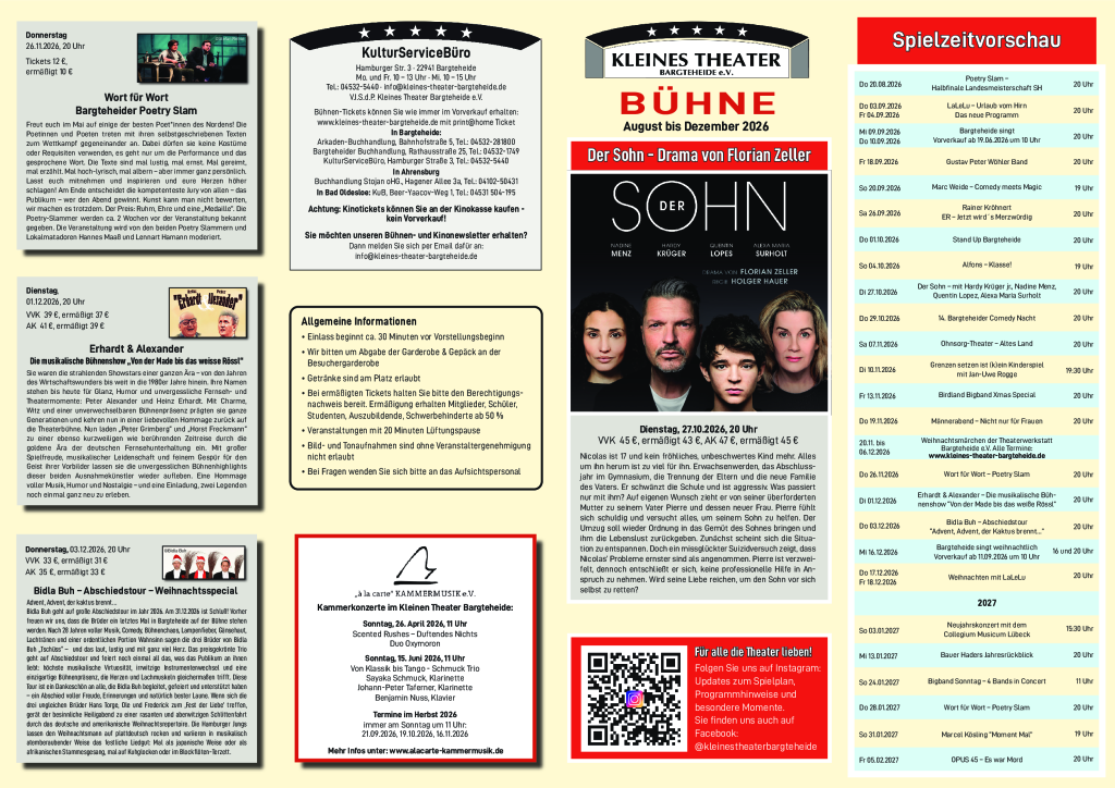 Theaterprogramm August – Dezember 2026